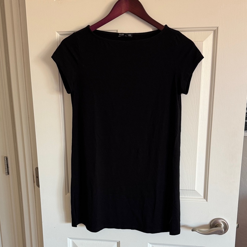 Eileen Fisher Black Short Sleeve Tunic Size XS